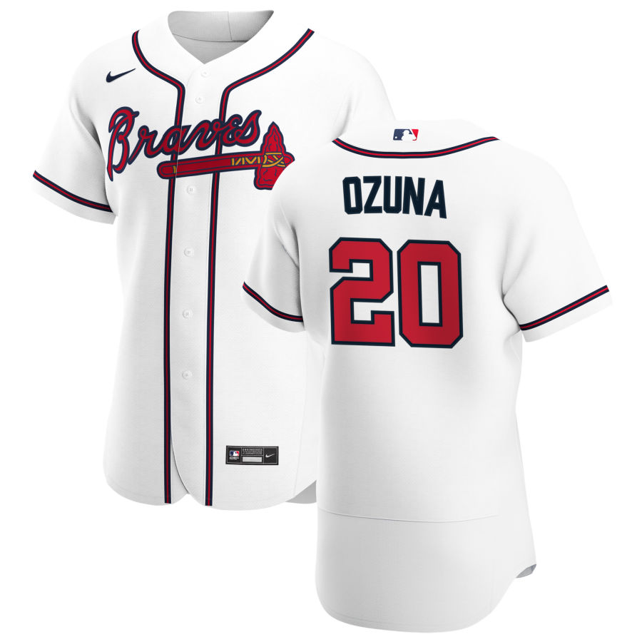 Atlanta Braves #20 Marcell Ozuna Men Nike White Home 2020 Authentic Player MLB Jersey->atlanta braves->MLB Jersey